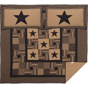 Black Check Star King Quilt Set; 1-Quilt 105Wx95L w/2 Shams 21x37 VHC Brands - The Fox Decor